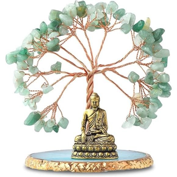 Buddha Statue with Healing Crystal Tree, Home Decor Yoga Meditation Office Desk - Picture 6 of 7